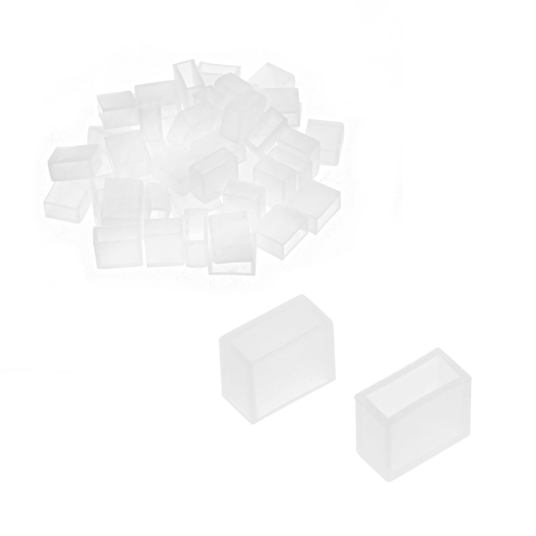 sourcing map 50pcs Silicone Plug Fit 3528 8mm Wide LED Tube Strip Light End Cap Cover White