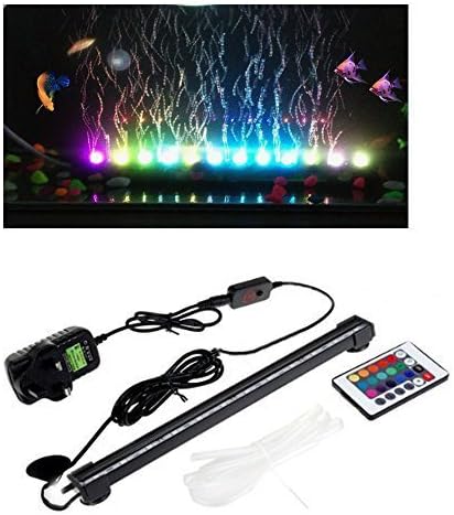 Greenwayyd 12 LED RGB Underwater 31cm Aquarium Lights with Air Bubble Remote Controller Fish Tank Lamp