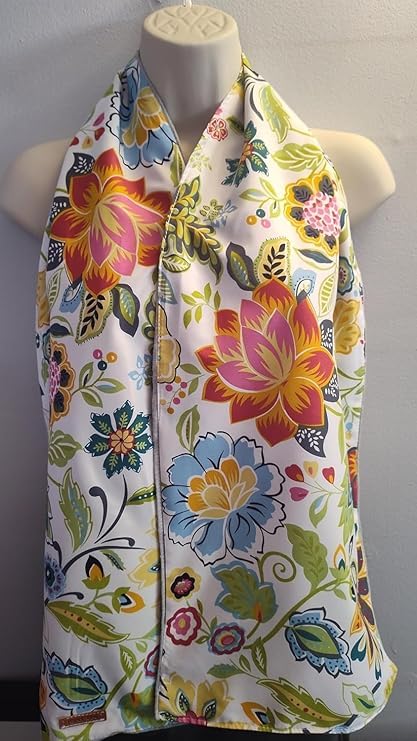 Reversible Floral Adult Bib Scarf for Women - Magnetic Snap, Washable Clothing Protector, Full Coverage Dining Bib