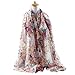 GERINLY Scarves for Women Bright Florals Fashion Head Scarf Cotton Wraps and Shawls with Natural Scenery (White)