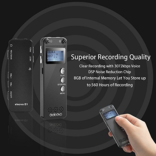 Digital-Voice-Recorder-by-Eleovo8GB-3072Kbps-Sound-Audio-Recorder-Dictaphone-Double-MicrophoneVoice-ActivatedMP3-PlayerMetal-CasingIncluding-USB-Charging-Cable