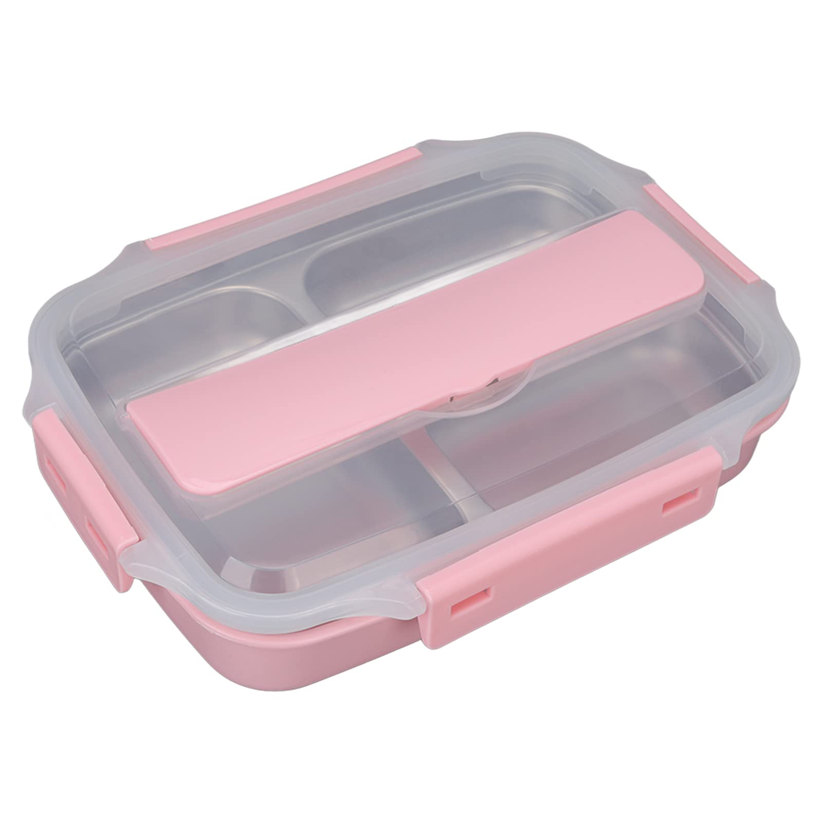 Box, Stainless Steel Leakproof Removable Thermal Insulation Lunch Box with 3 Compartments, Easy to Clean, Reusable Insulated Lunch Containers for Kids, Adults, School, Office(Pink)