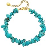 BSTGFTF Gold Round Turquoise Beaded Bracelets18K Gold Plated Handmade Cute Bracelet for Women
