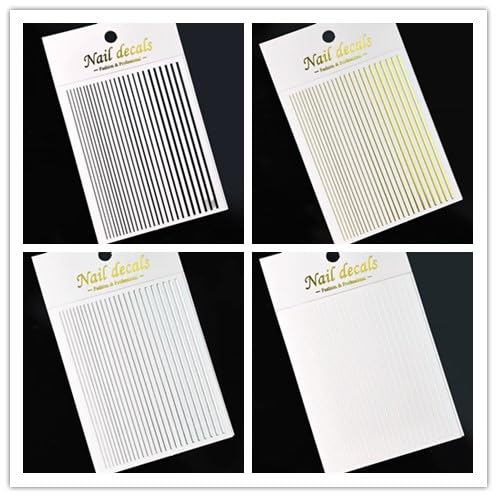 French Line Nail Art Sticker Decals Black Silver White Gold Straight Stripe Nail Art Stickers for Nail Art Decoration Suitable for Men Women Couples - Image 8