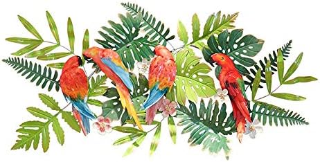 FENFOUBA Metal Wall Art Sculpture, Flower and Bird Wall Decoration-Parrot on Branches Tropical Rain Forest Pictures Wall Hanging 3 Sizes (Color : 133x70x9cm)