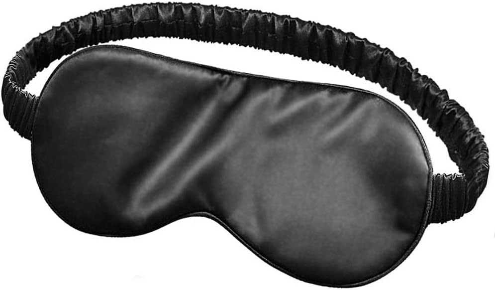 Sleep Mask,Silk Eye Mask for Sleeping Women/Men/Girls,19 Momme Both Sides 100% Pure Mulberry Silk Blackout Anti-Allergy Blindfold with Elastic Strap for Night,Travel,Nap,Meditation (Black)