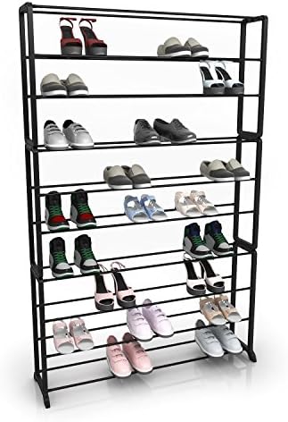 Meharbour 4/7/10 Tier Shoe Tower Rack,Portable Stand Shelf Storage Cabinet,Holds 20 Pairs/ 35 Pairs/ 50 Pairs of Shoes(US Stock) (Black, 10 Tier)