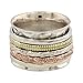 NOVICA Artisan Handmade Sterling Silver Meditation Spinner Ring Copper Brass Textured India Bohemian [Band Width 14 mm W] 'Five Senses'