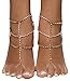 Bienvenu 2pcs Crystal Anklets for Beach Barefoot Sandals Wedding Vacation