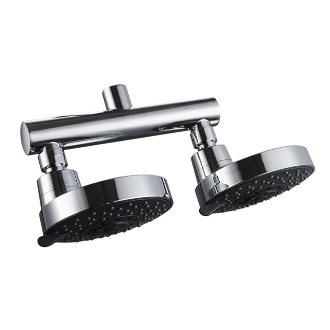 KES Shower Head Double Outlet Manifold with 5 Function Sprayers Metal