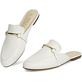 MUSSHOE Mules for Woman Buckle Flats Comfortable Slip on Women Mules Flats Shoes Backless Loafers