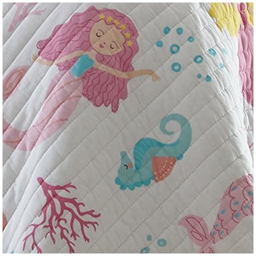 Levtex Home Marina Full/Queen Cotton Quilt Set, Pink, White Mermaid