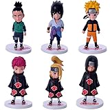 OIVA Set of 6 Pieces Mini Naruto PVC Action Figures Toys Collective Dolls with Stands (21st Generation)