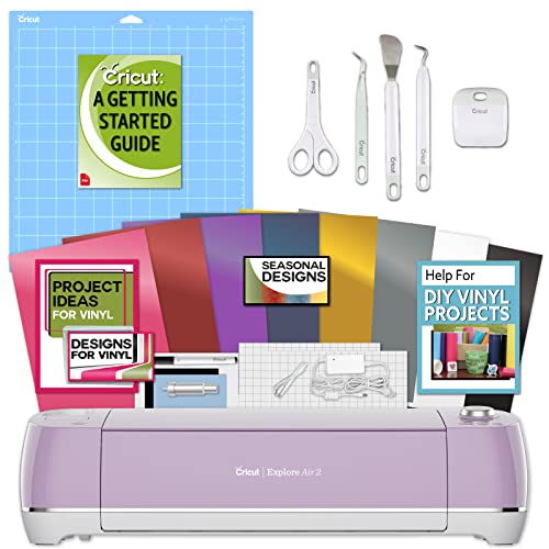 Cricut Explore Air Machine (Lilac) with Tool Kit, Vinyl Sampler