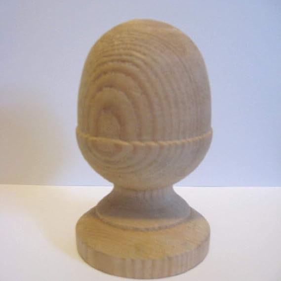 Ivisons 3" Decorative Untreated Wooden Acorn Finial for Fencing and