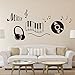 DNVEN Music Notes Wall Decals Keyboard Headphone Guitar Record Wall Stickers Quotes Vinyl Decors Arts Stickers for Couple Rooms Kids Rooms Bedrooms Music Rooms 28 inches x 24 inches