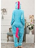 iSZEYU Adult Pajamas Unicorn Costume Onesies for Women Men Teen Girl Animal Onsie Youth,Blue Unicorn,S Fit Height 59