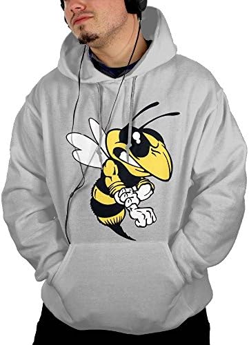 Bee Cartoon Animal Cool Vector Men's Casual Classic Hooded Sweatshirt With Pocket