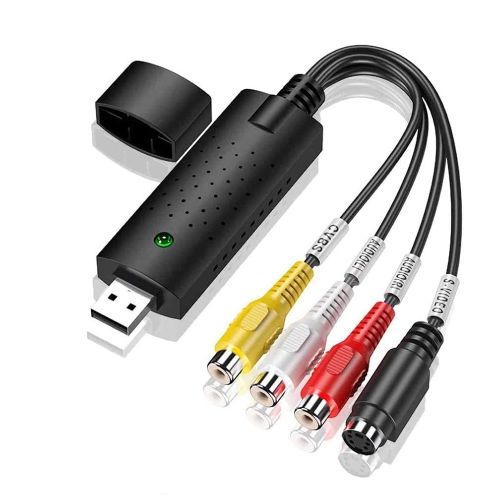 Mokeum Audio Video Grabber USB 2.0, Plug & Play Audio Video Converter, Video Adapter for Editing, Hi8 VHS to DVD, Digitize for Mac and Windows 10 with Scart/AV Converter Adapter