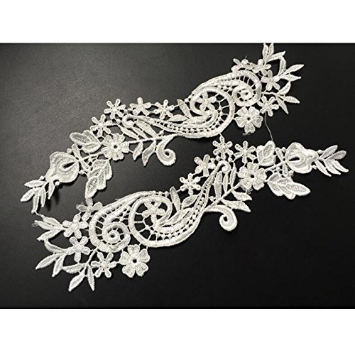 1 Pair Off-white Lace Flower Applique Headdress Hair Accessories Flowers Patch DIY Accessories Bridal Veil Decoration