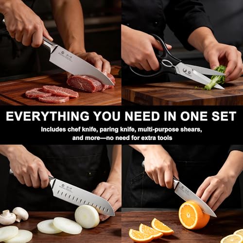 imarku Knife Set with Honing Rod, 16-Piece Japanese High Carbon Stainless Steel Kitchen Knife Sets, Ultra-Sharp Knives, Full Tang Ergonomic Handle, Dark Gray