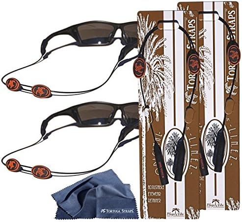 Tortuga Straps LINEZ Orange-Black 2pk – Adjustable Sunglasses Strap and Eyeglass Straps – Glasses Straps Fit Small &amp; Larger glasses – Sunglass Retainer &amp; Eyeglasses Strap Secure on Head or Neck