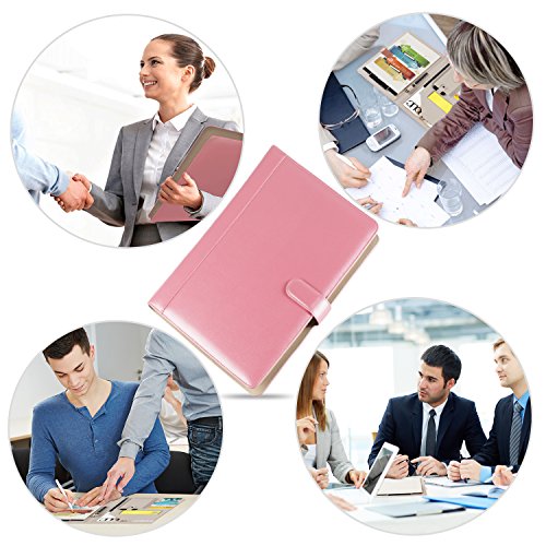 Padfolio Business/Resume Portfolio, AHGXG Leather Folder with Clipboard Document Organizer with Paper Clip, Legal Writing Pad, Pen Holder, Magnetic Closure and Pockets Contrast Stitch for Interview