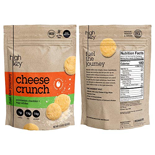 HighKey Snacks Parmesan Cheddar & Egg White Cheese Crisps - Savory, Keto & Diet Friendly Cheese Crunch with Natural Ingredients