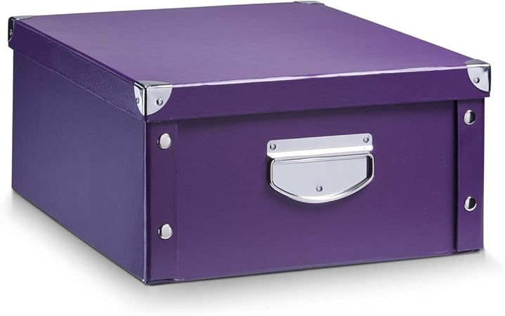 Zeller 17794 Caja de almacenaje de cartón Morado (Lila) 16.5 x 28 x 15 cm: Amazon.es: Hogar
