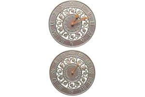 BestNest Whitehall Ivy Silhouette Clock & Thermometer Package, Copper Verdi