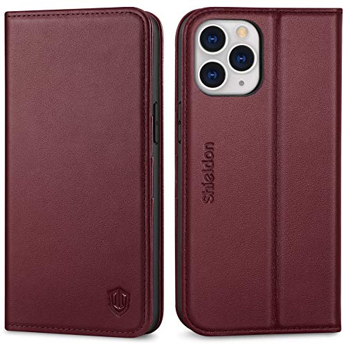 SHIELDON Case for iPhone 12 Pro Max, Genuine Leather Wallet Case