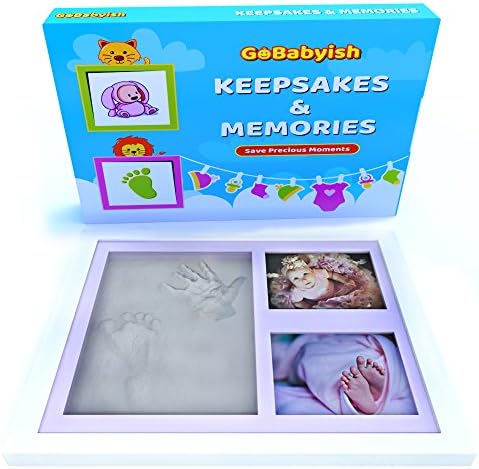 BABY HANDPRINT KIT KEEPSAKE PHOTO FRAME | Perfect Shower Registry Gift for Boys and Girls | Premium Quality Natural Memorable Clay | Best for Wall or Table Decoration | New Design from GoBabyish