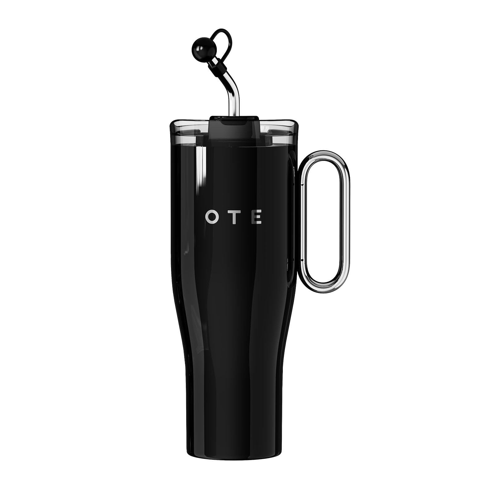 Photo 1 of OTE 40 oz Tumbler with Handle and Straw Lid, Reusable Water Bottle, Double Wall Vacuum Stainless Steel Insulated Tumbler for Hot/Cold Beverages(Black)