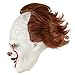 ZIFUNMUR Adult Horror Clown Joker Stephen Latex Costume Mask Scary Halloween Cosplay Party Decoration Props White