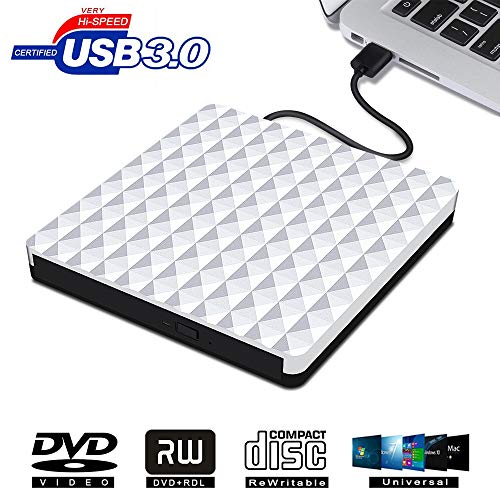 External CD DVD Drive, USB 3.0 Optical DVD Burner RW Player CD Row Rewriter Portable for MacBook OS Windows PC