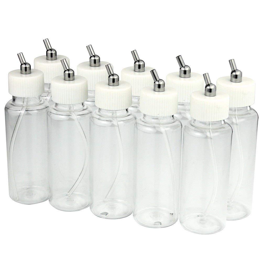 HUBEST New 10PCS Airbrush Air Brush Plastic Bottle Jar 100cc / Standard Suction Lid