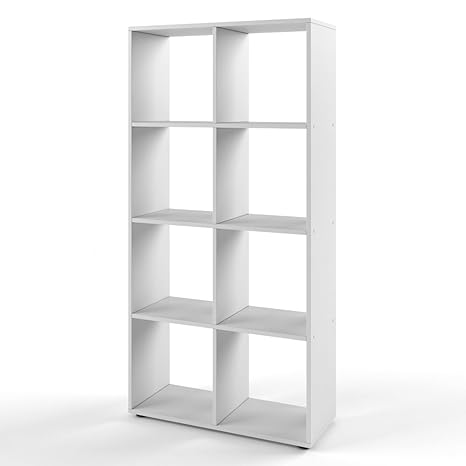 VICCO Raumteiler SCUTUM 8 Fächer Bücherregal Standregal Aktenregal Raumtrenner (Weiß)