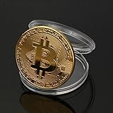 Quartly 1 x Gold/Sliver Plated Bitcoin Coin Collectible Gift BTC Coin Art Collection Physical (Gold)