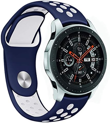 SupersparcleUS Compatible with Samsung Galaxy Watch 46mm Bands,Gear S4 Bands,Gear S3 Frontier/Classic Bands, 22mm Silicone Breathable Replacement Strap for Galaxy Watch 46mm Men Women (Blue-White)