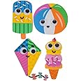 Nikki's Knick Knacks Spring Fun Wiggle Eye Foam Craft Kit - DIY Spring Summer Craft Kit - Beach Balls, Ice Cream Cones, Kites, and Popsicles - Makes 12