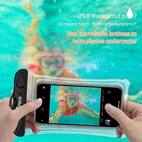 iSPECLE Waterproof Phone Pouch, 4 Pack Clear Waterproof Case Underwater Phone Pouch Bag Floating for Mobile Phone Galaxy Google Pixel LG HTC Black White Green Orange up to 6.5\