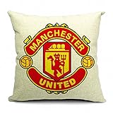 PopPhoto® 18 X 18 Inches Football Club Symbol Thick Retro Cotton and Linen Throw Pillow Cover Cushion Cover Car Cushion Pillow Case (Manchester United)