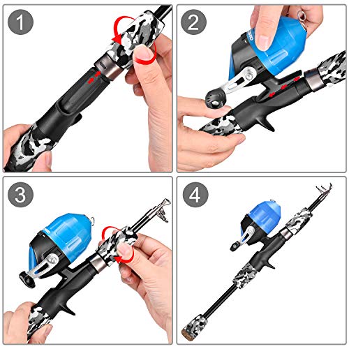 Kids Fishing Pole, Portable Telescopic Fishing Rod and Reel Combo Kit