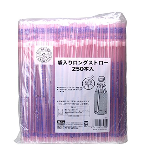 ストリックスデザインロングストロー ピンク 口径6mm 長さ25cm 個包装 切り口付き  250本入の商品画像