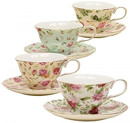 Amazon Com Gracie China Rose Chintz 8 Ounce Porcelain Tea Cup And