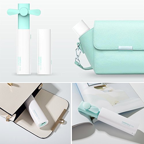 Portable Handheld Personal Fan Rechargeable Battery Operated Fan Quiet Foldable with 2200mAh Power Bank & Led Flashlight, 15-25H Long Working Time for Hot Summer Travel Shopping Outdoor Sports (Green) - Thumbnail 6