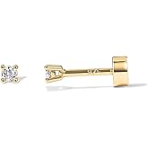 PAVOI 14K Gold Plated Solid 925 Sterling Silver Post Cubic Zirconia Stud Flat Back Earrings for Women | Cartilage Earring | Helix Piercing Jewelry | Small Stud Earrings for Women