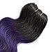 8 Inch Body Wave Human Hair Ombre Bundles T1B/purple Ombre Hair Weave 4pcs For Black Women Weave 200g/Pack Ombre Two Tone Black And Purple Blue Human Virgin Hair Extension (8Inch4pcs,Tpurple)