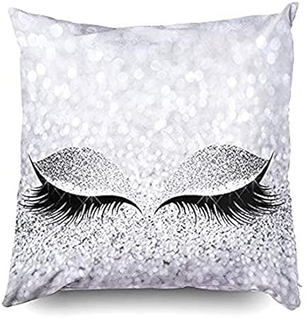 Beach345sley Throw Pillow Case 16 X 16 Glitter Black Makeup Eye