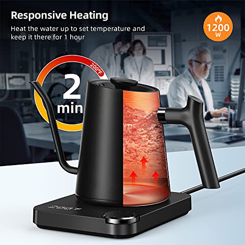Gooseneck Electric PourOver Kettle, Temperature Variable Kettle for
